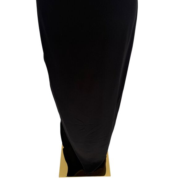 Halston Heritage Black Crepe Zip Halter Gown Dress Sz 8 Slit Strappy Formal NWT - Picture 7 of 16